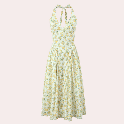 Mani - Elegante Mouwloze Halter Midi Zomerjurk