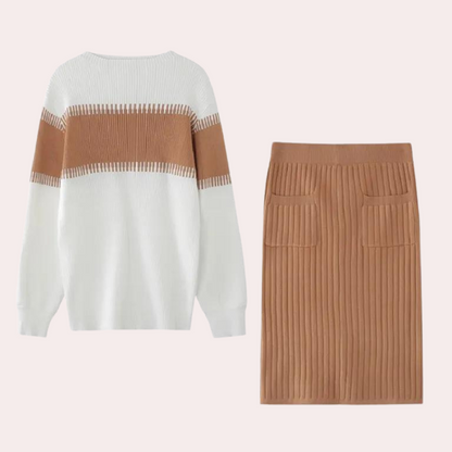 Celia - Elegante 2-delige Gebreide Zomerset voor Dames met Ribstructuur