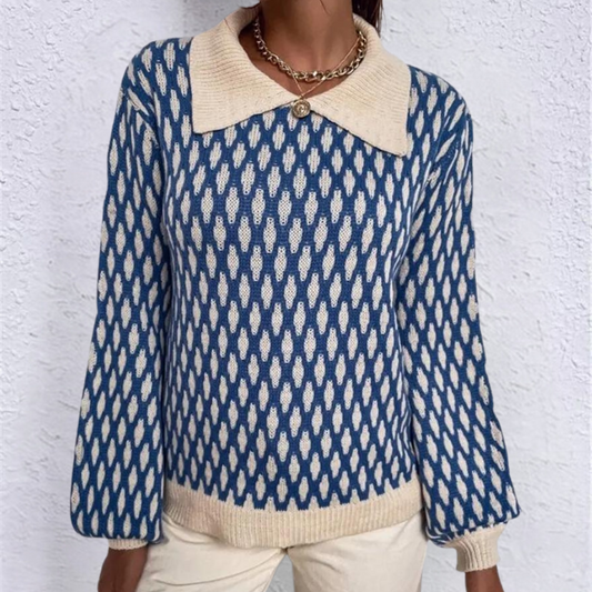 Bronwen - Trendy dames trui met kraag detail voor de lente en zomer