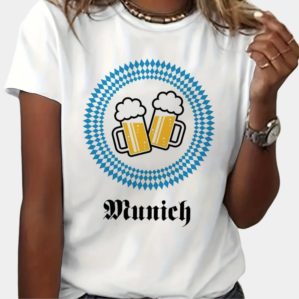 Viviane - Dames Zomers Oktoberfest Shirt met Ronde Hals