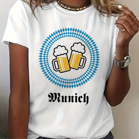 Viviane - Dames Zomers Oktoberfest Shirt met Ronde Hals