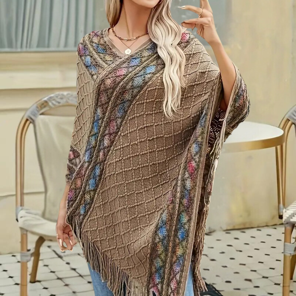 ZOI - Boho Poncho voor dames met trendy V-hals, perfect voor de zomer