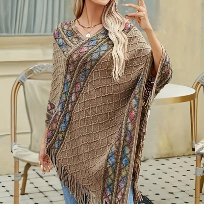 ZOI - Boho Poncho voor dames met trendy V-hals, perfect voor de zomer