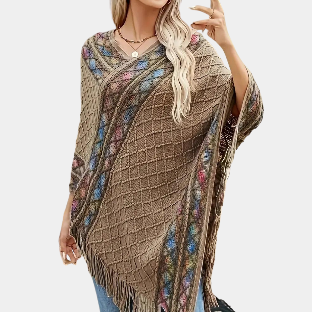 ZOI - Boho Poncho voor dames met trendy V-hals, perfect voor de zomer