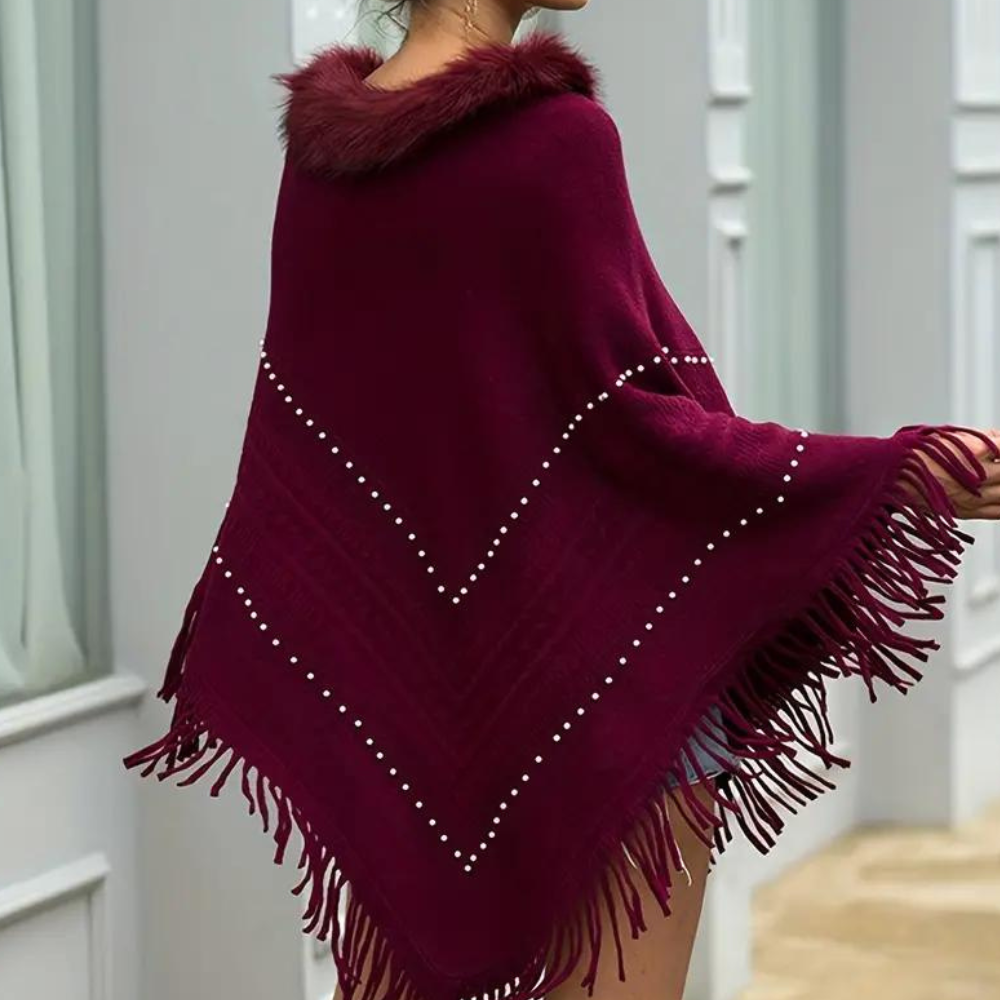 Eftychia - Luchtige Gebreide Poncho met Verfijnde Details voor Dames - Perfect voor de Zomer