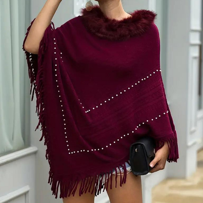 Eftychia - Luchtige Gebreide Poncho met Verfijnde Details voor Dames - Perfect voor de Zomer
