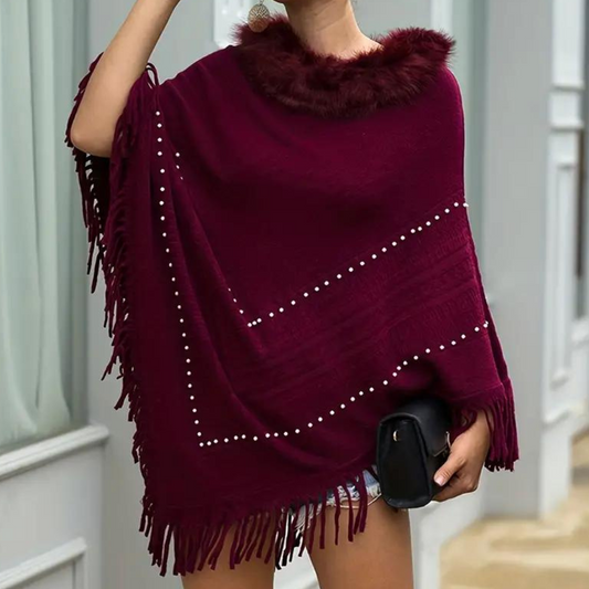 Eftychia - Luchtige Gebreide Poncho met Verfijnde Details voor Dames - Perfect voor de Zomer