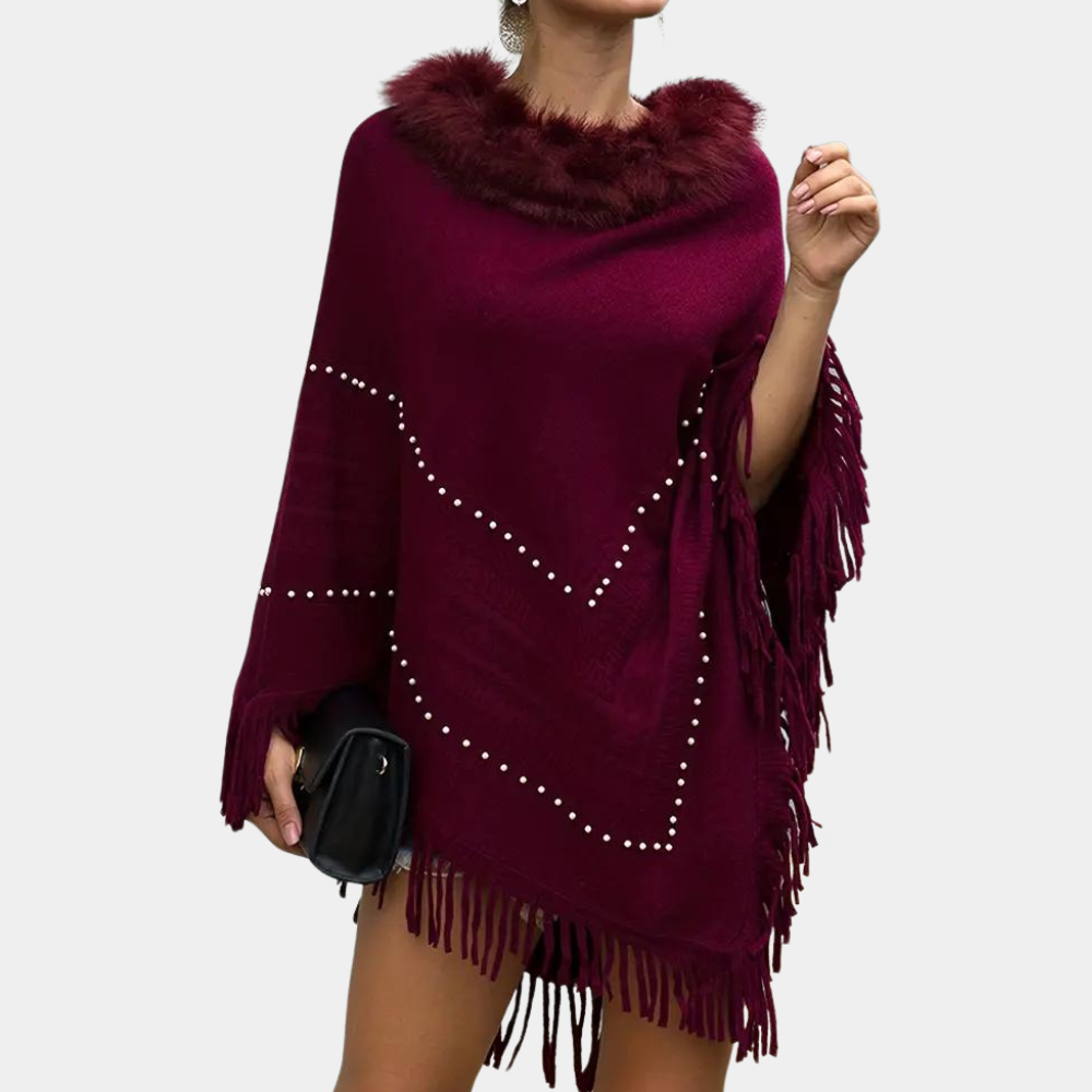 Eftychia - Luchtige Gebreide Poncho met Verfijnde Details voor Dames - Perfect voor de Zomer