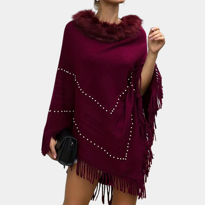 Eftychia - Luchtige Gebreide Poncho met Verfijnde Details voor Dames - Perfect voor de Zomer