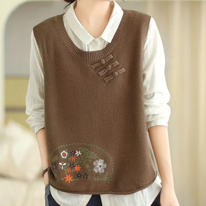 Penina - Elegant geborduurd damesvest met bloemen voor de zomer
