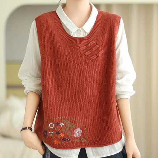 Penina - Elegant geborduurd damesvest met bloemen voor de zomer