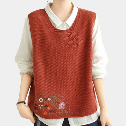 Penina - Elegant geborduurd damesvest met bloemen voor de zomer
