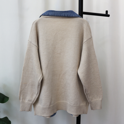 Hadria - Stijlvol gebreid damesvest met denimaccenten voor de zomer