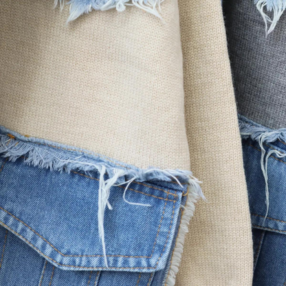 Hadria - Stijlvol gebreid damesvest met denimaccenten voor de zomer