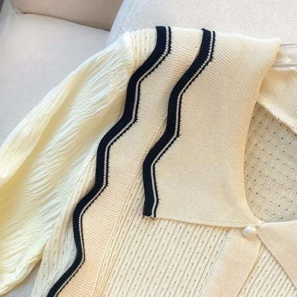 Marioria - Elegante Contrast Kraag Damestrui voor de Zomer