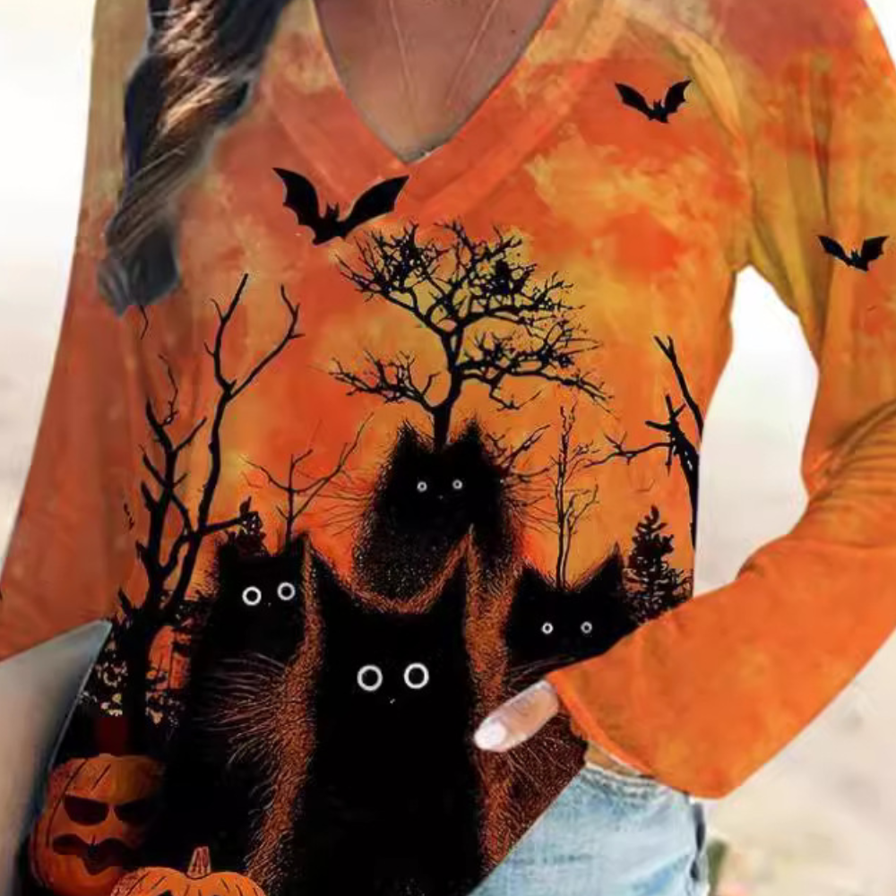 Rella - Dames T-shirt met Zomerse Kat opdruk