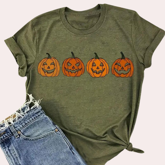 Maco - Trendy Zomerse Halloween T-shirt Pompoen voor vrouwen