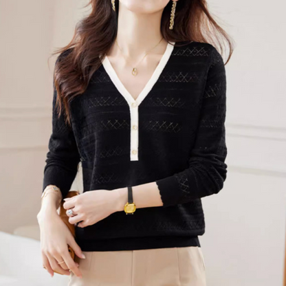 Lioren - Elegante dames zomertrui met diepe V-hals