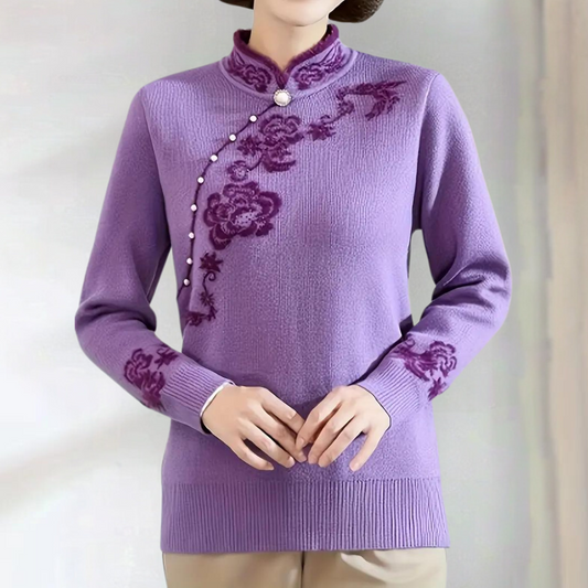 Emiliya - Elegante zomerse trui met mandarijnkraag voor dames