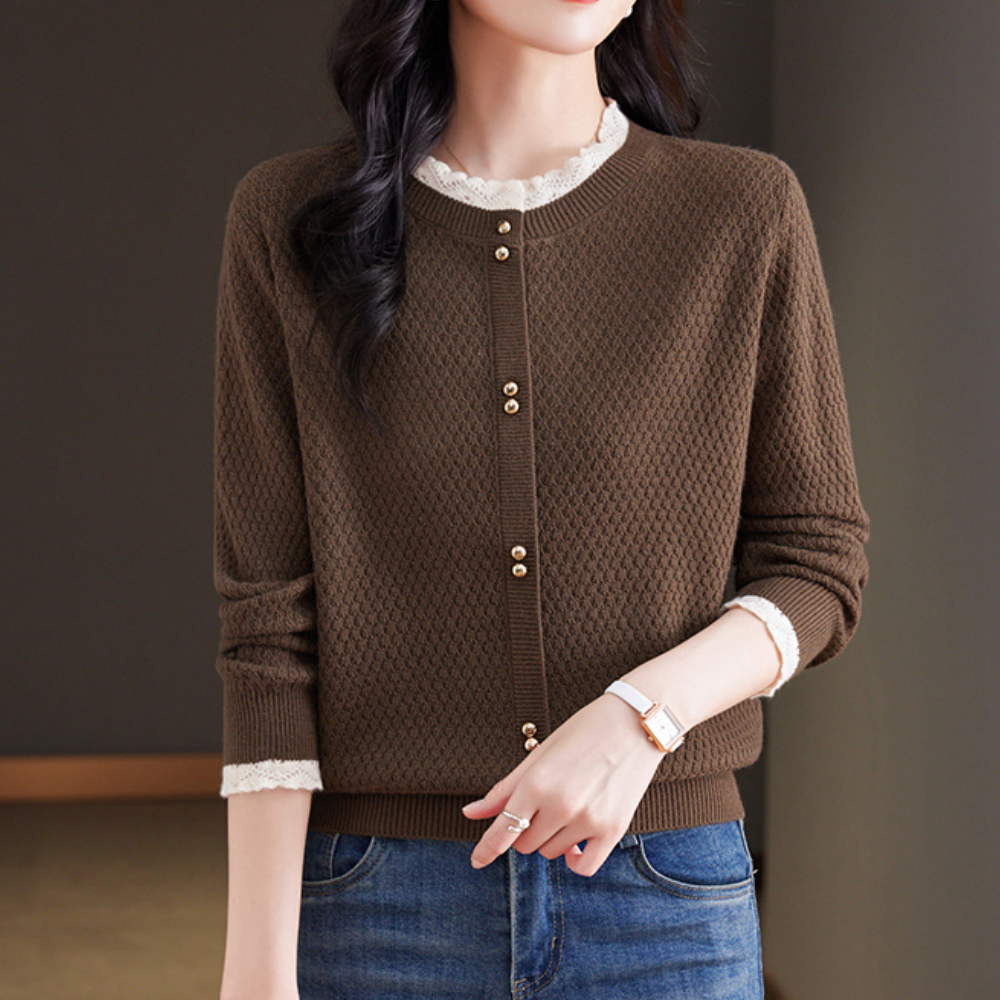 Nevena - Stijlvolle dames zomertrui met elegante knopen