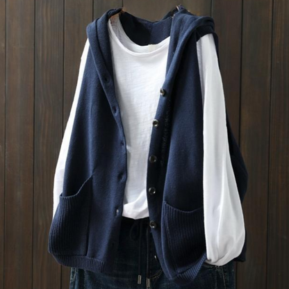 HEATHER - Luchtig Gebreid Dames Vest met Capuchon voor Zomer