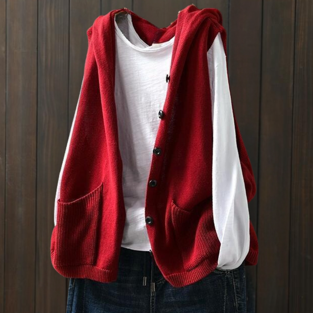 HEATHER - Luchtig Gebreid Dames Vest met Capuchon voor Zomer