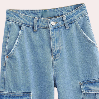 MAILANI - Stijlvolle Denim Cargo Broek voor Dames - Zomerse Editie