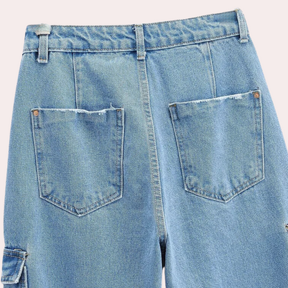MAILANI - Stijlvolle Denim Cargo Broek voor Dames - Zomerse Editie
