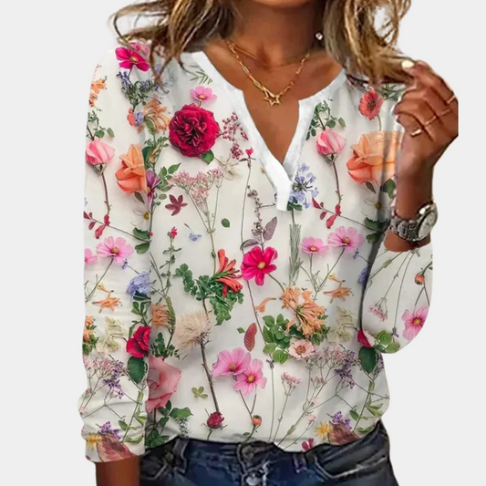 Casual zomerse gebloemde damesblouse