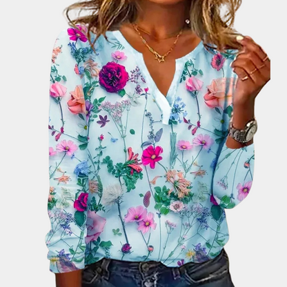 Casual zomerse gebloemde damesblouse