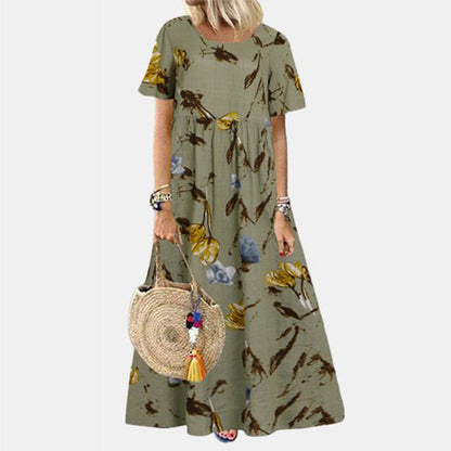SASKIA - Vintage bloemen lange zomerjurk