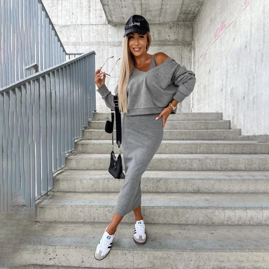 BESSIE - Elegante zomerjurk en sweatshirt set