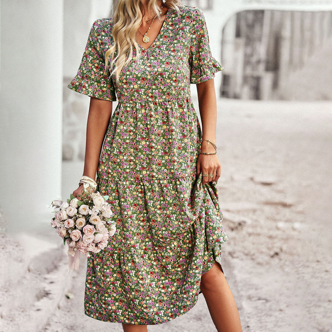 EMERY - Zomerse gebloemde midi-jurk