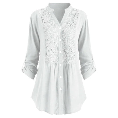 Hailei - Luchtige lange blouse met pofmouwen voor dames - Zomereditie