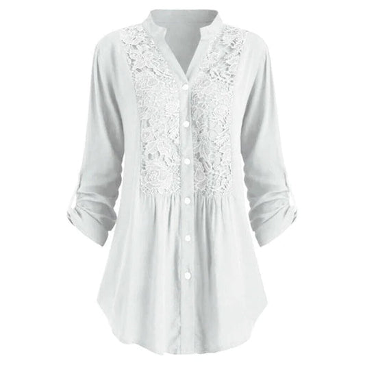 Hailei - Luchtige lange blouse met pofmouwen voor dames - Zomereditie