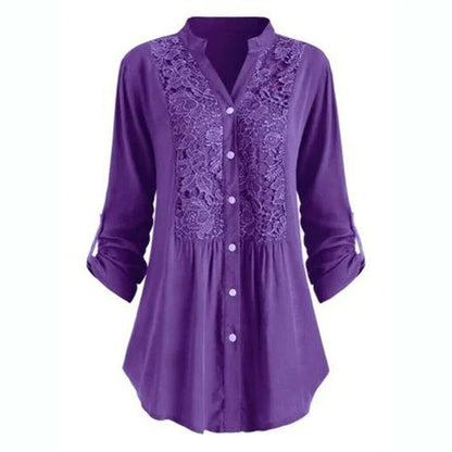 Hailei - Luchtige lange blouse met pofmouwen voor dames - Zomereditie