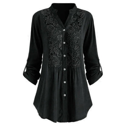 Hailei - Luchtige lange blouse met pofmouwen voor dames - Zomereditie