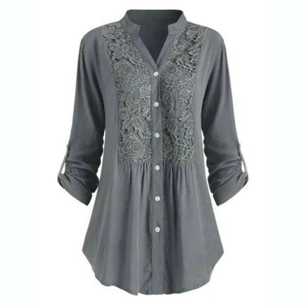 Hailei - Luchtige lange blouse met pofmouwen voor dames - Zomereditie