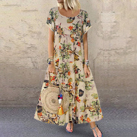 SASKIA - Vintage bloemen lange zomerjurk