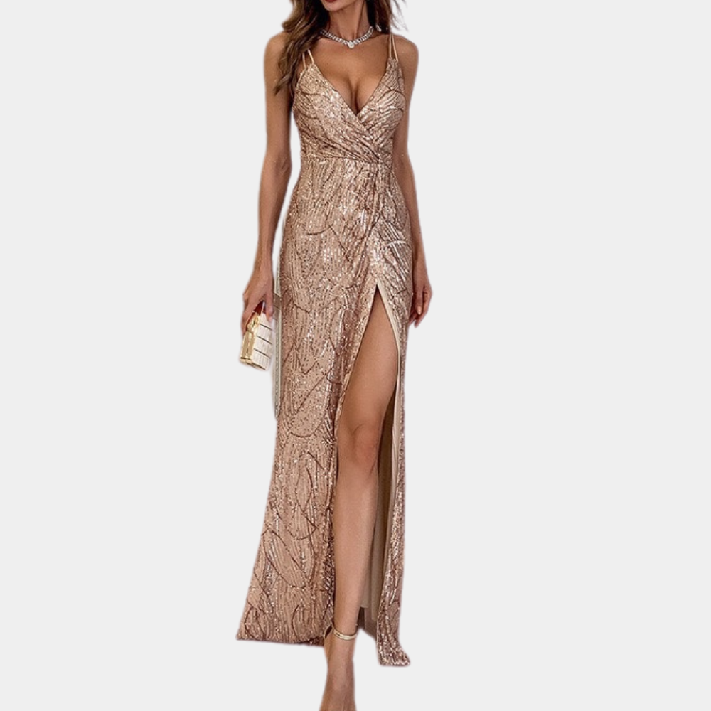 Vianne - Dames Luxe Sprankelende Zomerjurk Lange Jurk