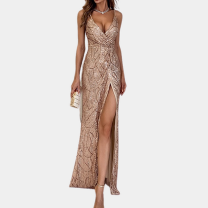 Vianne - Dames Luxe Sprankelende Zomerjurk Lange Jurk